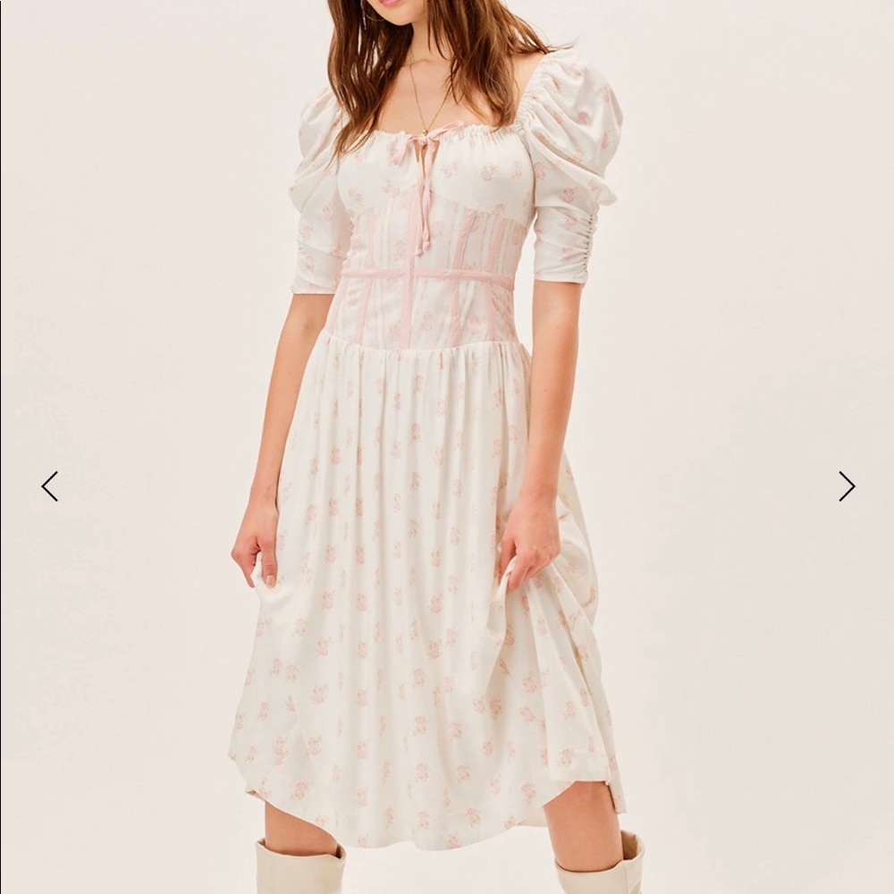 For Love and Lemons Lynne Midi Dress. Floral corset midi dress